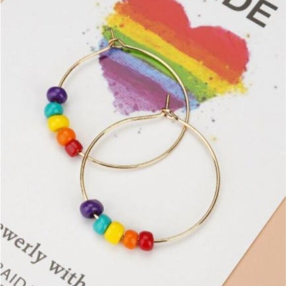 5/$25 Gay Pride LGBTQI Hoop Beaded Earrings - Picture 1 of 7